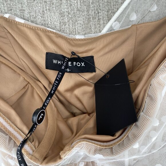 White Fox Boutique Fusion Sour One Shoulder Dress Ruched Bodycon Illusion NEW - Picture 4 of 11